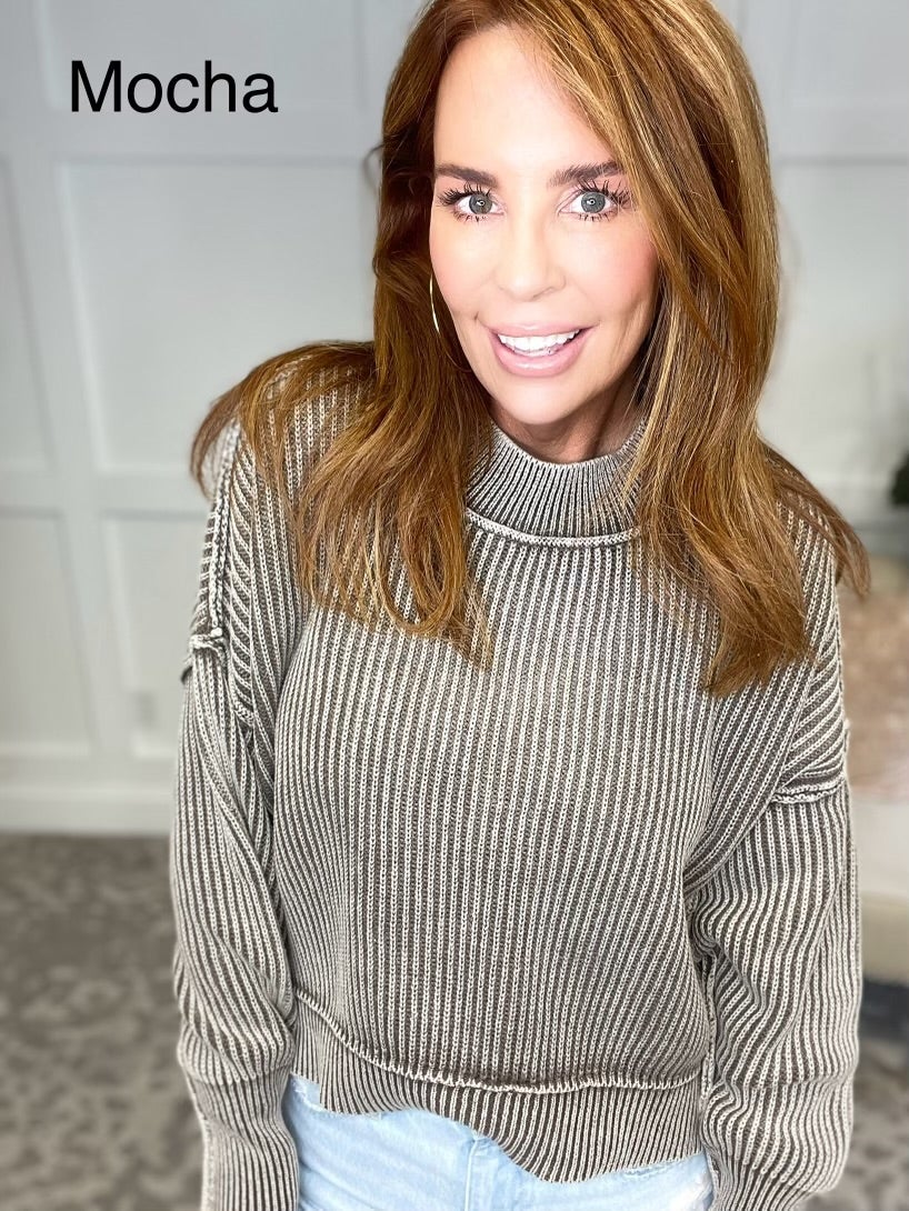 Side Slit Oversized Crop Sweater