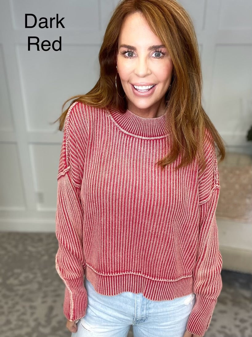Side Slit Oversized Crop Sweater