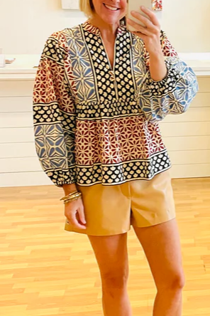 Geometric Patchwork Pattern Shirt