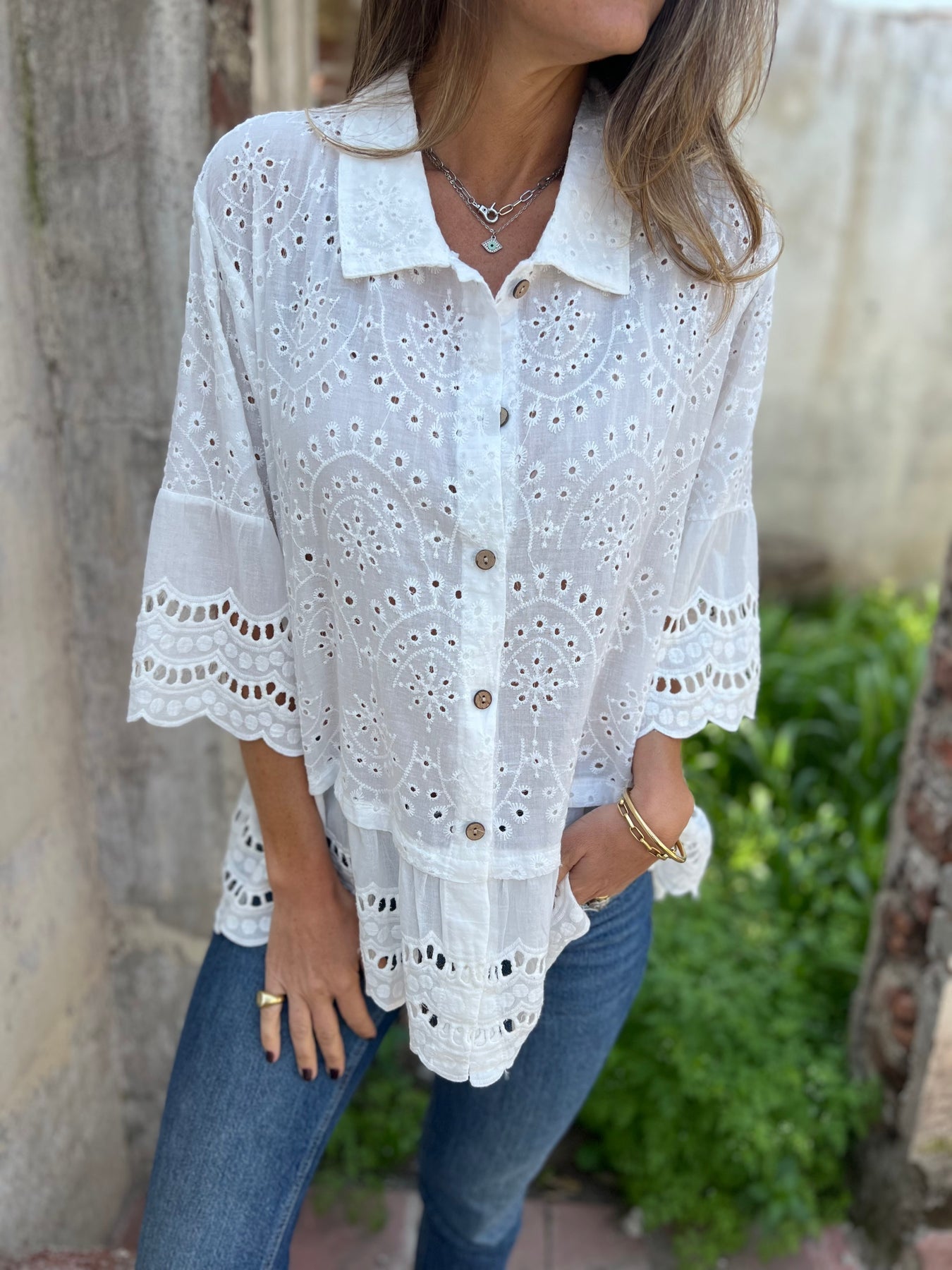 Lace Lapel Shirt