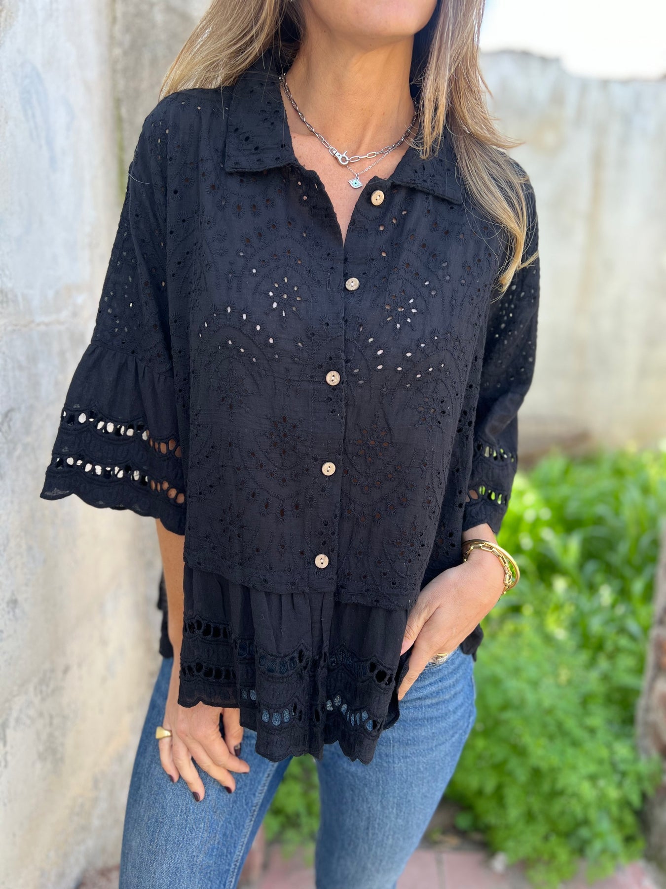 Lace Lapel Shirt