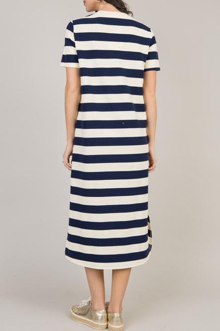 Button Detail Striped Dress