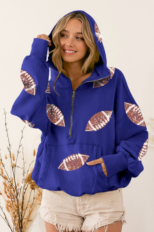 Football Sequin Fleece Hoodie