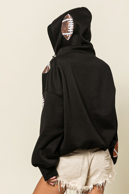 Football Sequin Fleece Hoodie