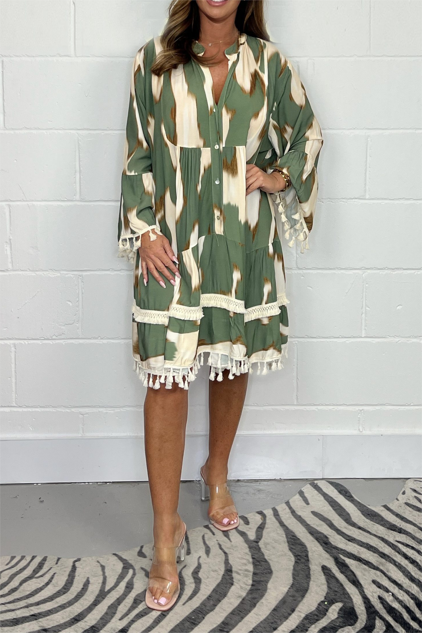 Printed Tassel Oversize Swing Dress