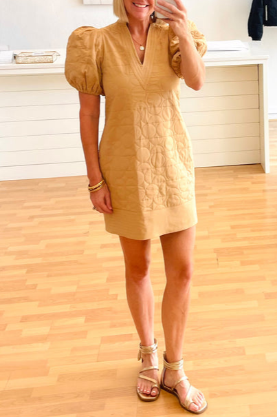 Puff Sleeve Quilted Mini Dress