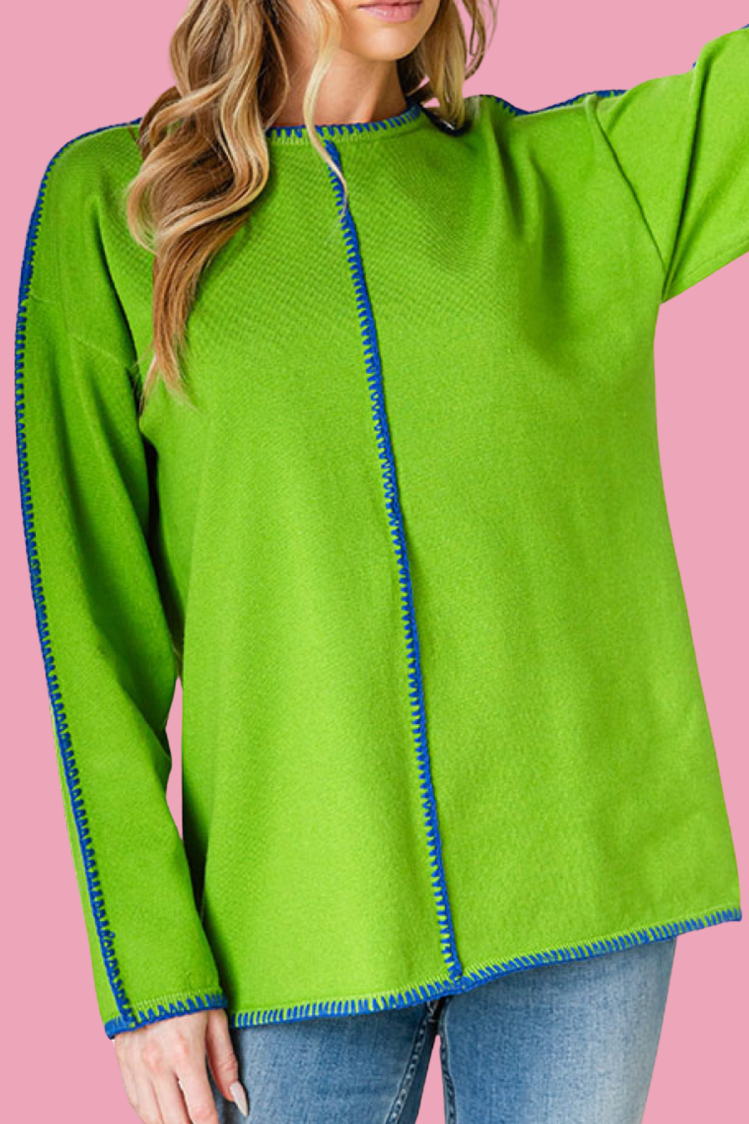 Contrast Stitch Seam Sweater